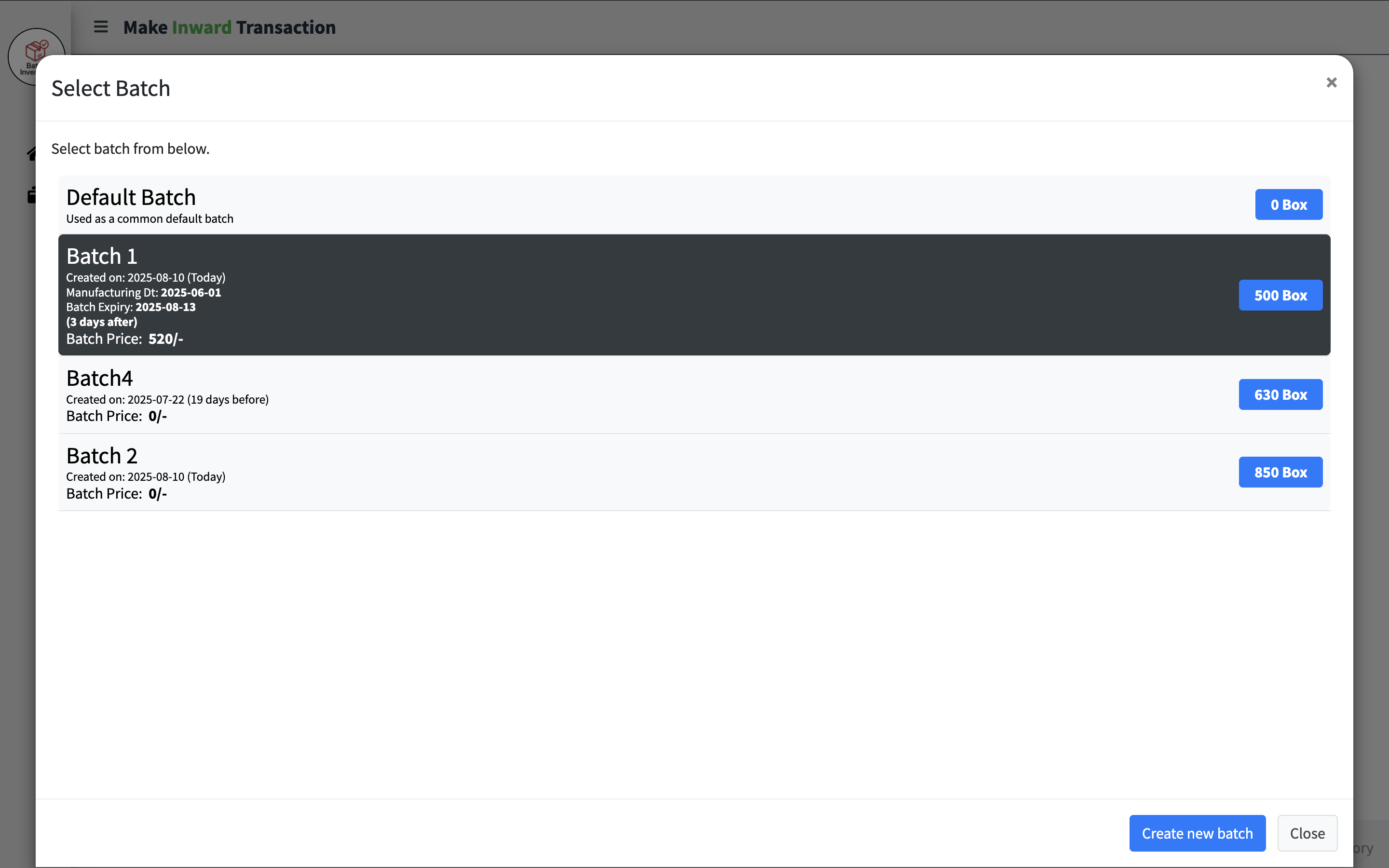 Selecting batch in transaction